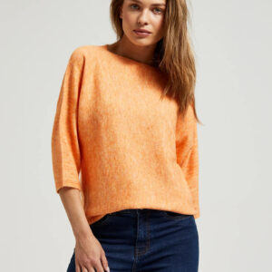 Sweter z rękawem 3/4 pomarańczowy