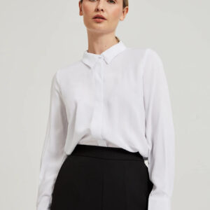 Wiskozowa koszula z kołnierzykiem biała