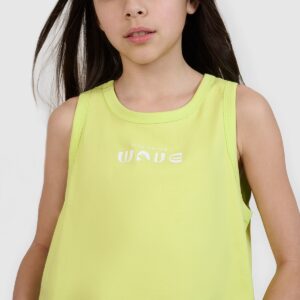 4F Crop top oversize z nadrukiem dziewczęcy - zielony 152 (11-12 lat)