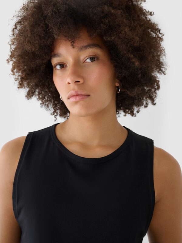 4F Crop top regular gładki damski - czarny