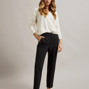 Spodnie w kant z ozdobnymi guzikami czarne