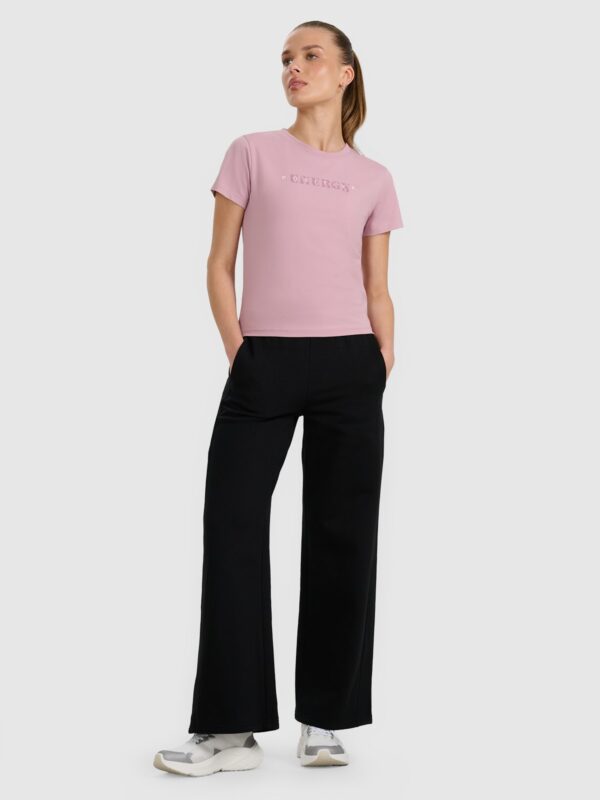 e437475916e2a43ac823bb8ba181688fc580781a 4F T-shirt slim z nadrukiem damski - różowy