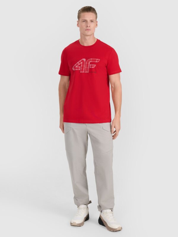 4F T-shirt regular z nadrukiem męski - czerwony