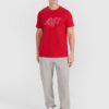 4F T-shirt regular z nadrukiem męski - czerwony