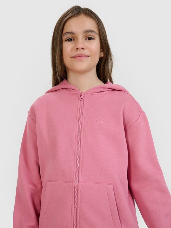 4F Bluza dresowa rozpinana z kapturem dziewczęca - różowa 158 (12-13 lat)