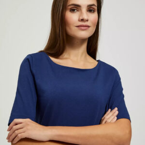 Bluzka z okrągłym dekoltem i krótkimi rękawami granatowa