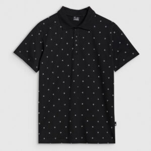 4F Koszulka polo regular męska - czarna