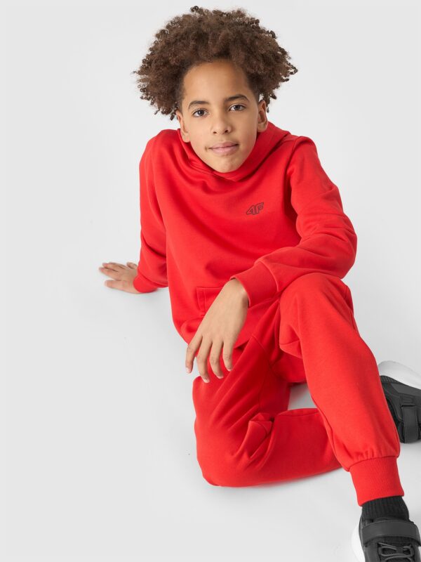 4F Bluza dresowa nierozpinana z kapturem chłopięca - pomarańczowa 140 (9-10 lat)