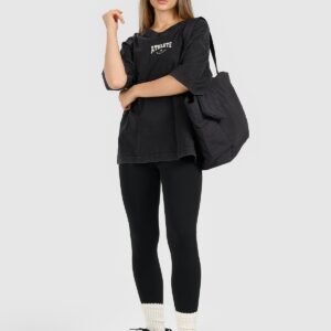 4F T-shirt oversize z nadrukiem damski - czarny