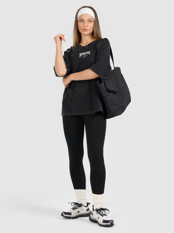 e5211b35cae0ecc76ef270d9f67f0ad3334b6a48 4F T-shirt oversize z nadrukiem damski - czarny