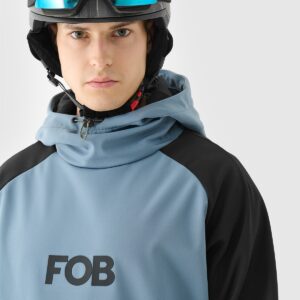 4F Długa bluza snowboardowa z softshellu membrana 5000 męska - granatowa