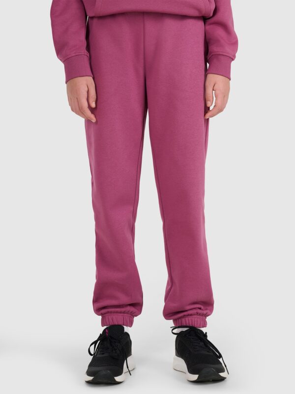 e5ca1c33d52a5cbcc55756e6cc6b091dc1203a11 4F Spodnie dresowe joggery dziewczęce - fioletowe 128 (7-8 lat)