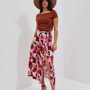Wzorzysta spódnica z rozcięcie