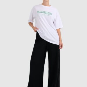 4F T-shirt oversize z nadrukiem damski - biały