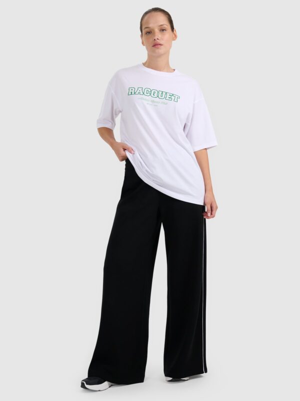 4F T-shirt oversize z nadrukiem damski - biały