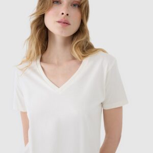 4F T-shirt oversize z modalem damski - biały