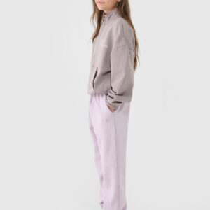 4F Spodnie dresowe joggery dziewczęce - fioletowe 140 (9-10 lat)