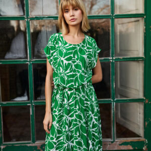 Sukienka midi z wiskozy zielona