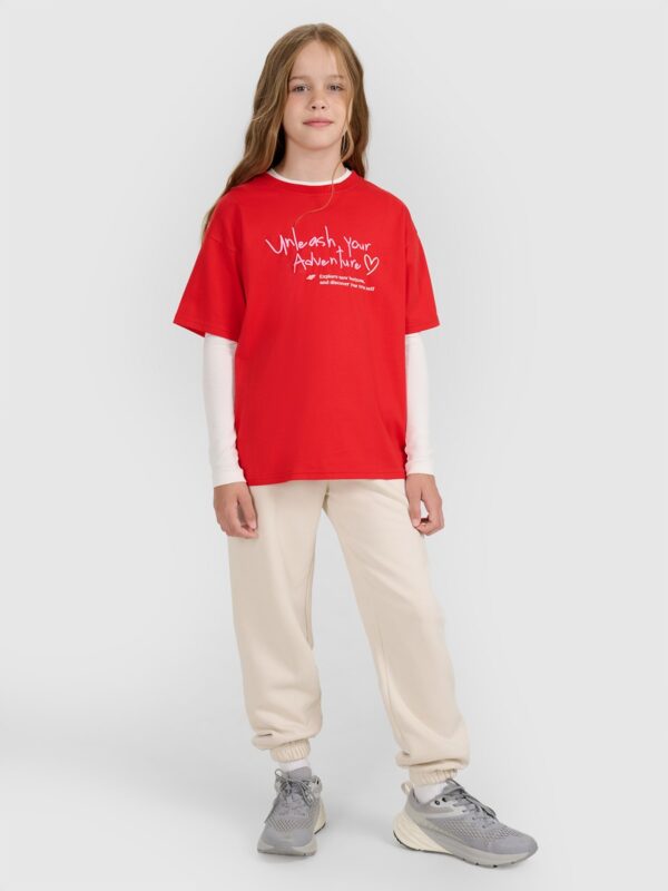 e6dc07af53af27b796f5d546e97684f97ed9fcab 4F T-shirt regular z nadrukiem dziewczęcy - czerwony 146 (10-11 lat)