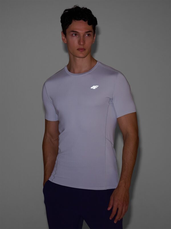 4F Koszulka do biegania slim szybkoschnąca męska - szara