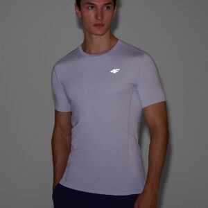 4F Koszulka do biegania slim szybkoschnąca męska - szara