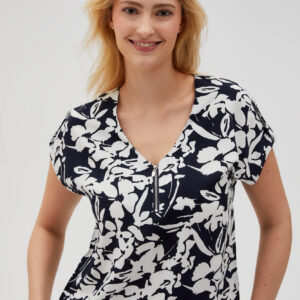 Wiskozowa koszula z zamkiem granatowa