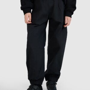 4F Spodnie casual joggery z szerokimi nogawkami dziewczęce - czarne 122 (6-7 lat)