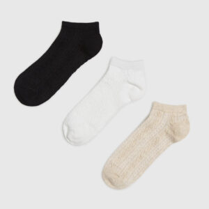 3 pack skarpetek czarny, biały, beżowy