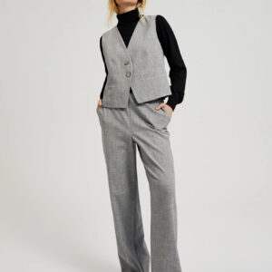 Garniturowe spodnie z prostymi nogawkami szare