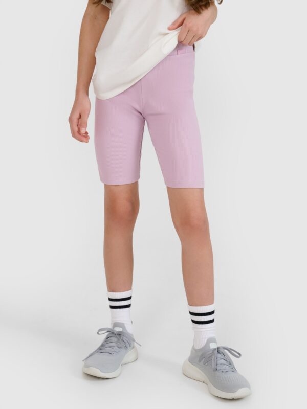 4F Legginsy kolarki z prążkowanej dzianiny dziewczęce - fioletowe 152 (11-12 lat)