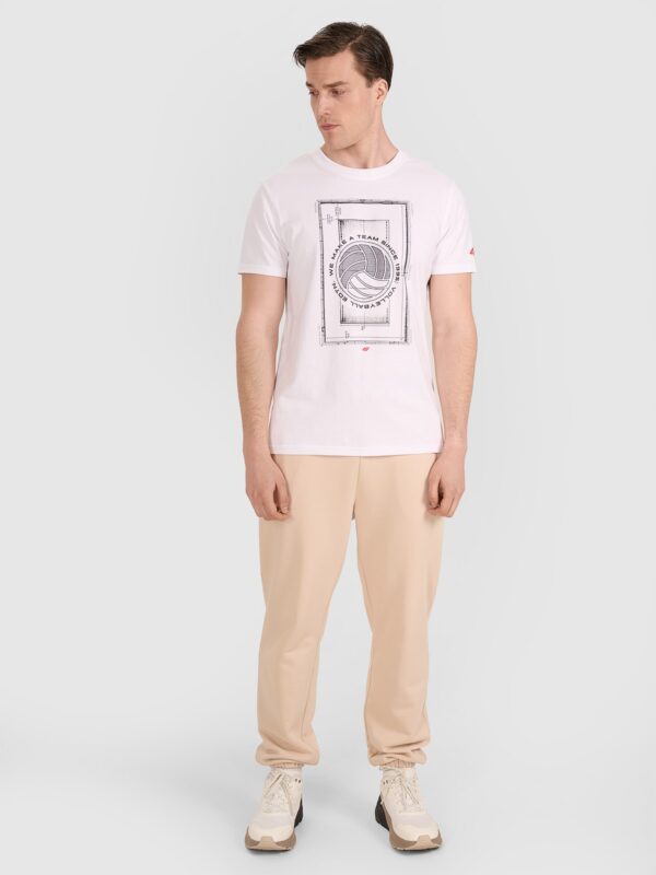 4F T-shirt regular z nadrukiem siatkarskim męski - biały