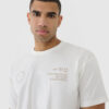 4F T-shirt oversize z nadrukiem męski - beżowy