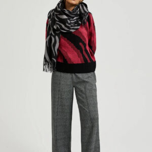 Szal w zwierzęcy wzór szary