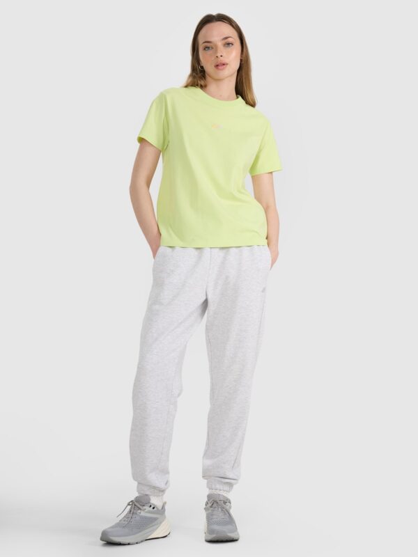 4F T-shirt oversize z nadrukiem damski - żółty