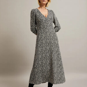 ea127293aeb0c320907d5139b59777ab3e17218b Sukienka midi w grochy czarna