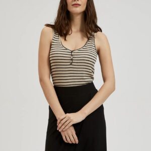 Dopasowany top w paski beżowy