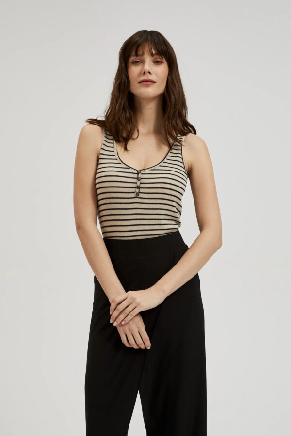 Dopasowany top w paski beżowy