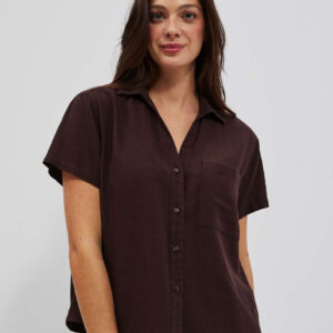 ea3c3adfbd289e69b3408481c5f30bf05323a789 Lniana koszula ciemnobrązowa