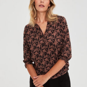 Sweter z krótkimi rękawami brązowy