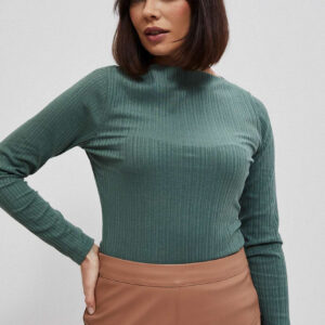 Bluzka z prążkowanej dzianiny oliwkowa