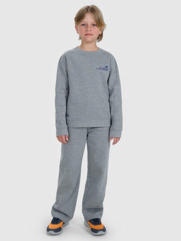 eae70579516c2cf016b391f73c8a6acc88157c74 4F Bluza dresowa nierozpinana bez kaptura chłopięca - szara 128 (7-8 lat)