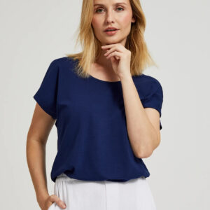 Bluzka z dekoltem na plecach granatowa