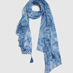 Szal z frędzlami niebieski