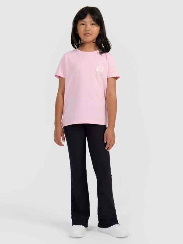 4F T-shirt regular z nadrukiem dziewczęcy - różowy 140 (9-10 lat)