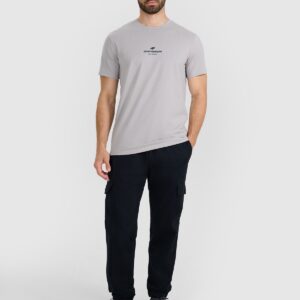 4F T-shirt regular z nadrukiem męski - szary