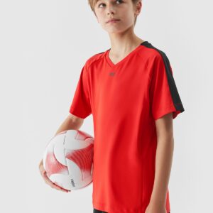 ebd66bf47f0429f5a8edbec87ec3837b87c8e7a9 4F Koszulka piłkarska dziecięca 4F x Robert Lewandowski - czerwona 146/152 (10-12 lat)