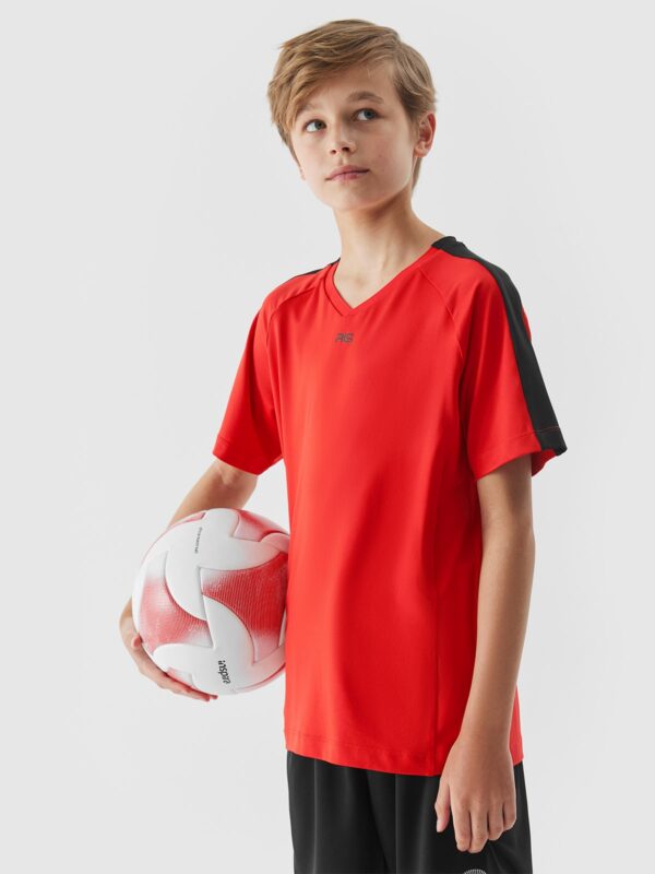 ebd66bf47f0429f5a8edbec87ec3837b87c8e7a9 4F Koszulka piłkarska dziecięca 4F x Robert Lewandowski - czerwona 146/152 (10-12 lat)