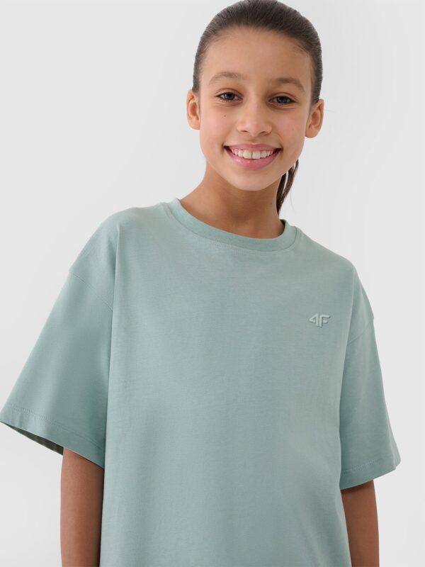 4F T-shirt oversize gładki dziewczęcy - turkusowy 134 (8-9 lat)