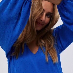 Sukienka z bufiastymi rękawami niebieska