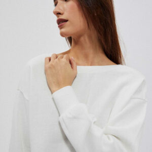 Bluza z dekoltem na plecach perłowa